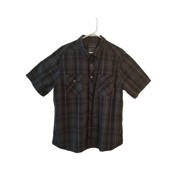 Merrell Opti-Wick UFP 30+ Short Sleeve Black/Gray Plaid Shirt - Size‎ Large. - Picture 1 of 4
